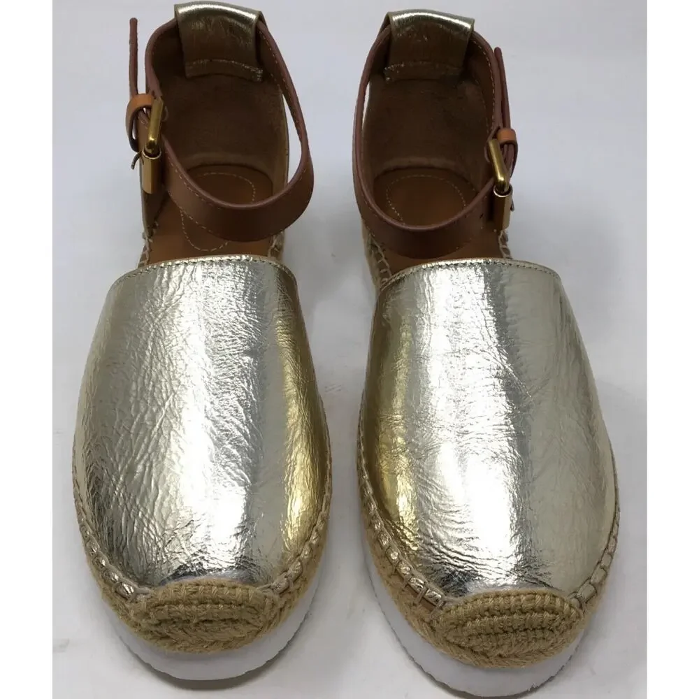 See by Chloe Glyn Women's Size 39 Metallic Gold Closed-Toe Platform Sandals - Picture 4 of 8